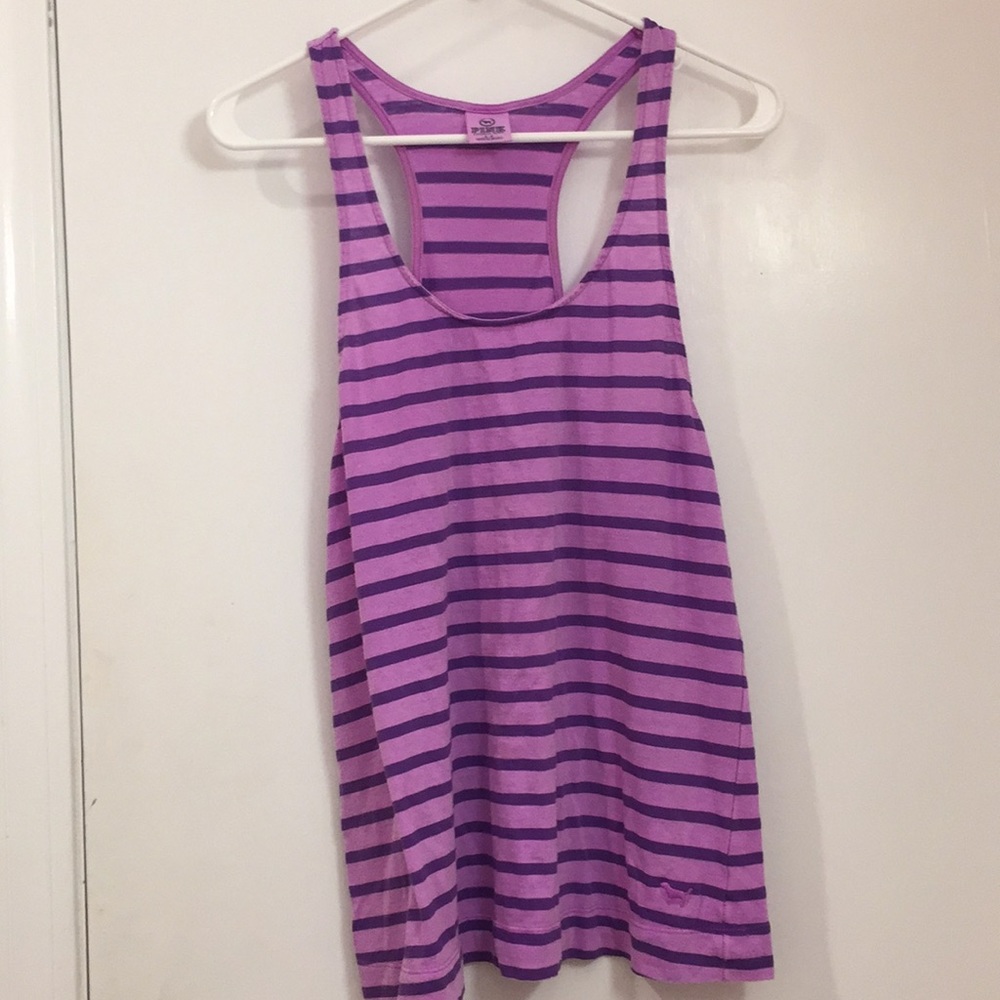 PINK purple striped tank top